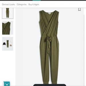 Heartloom olive green jump suit Large
